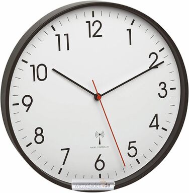 TFA Dostmann Analog Wall Clock with Metal Frame, 305 x (H) 47 mm, Plastic, 60.3537.01 (Black with Battery)