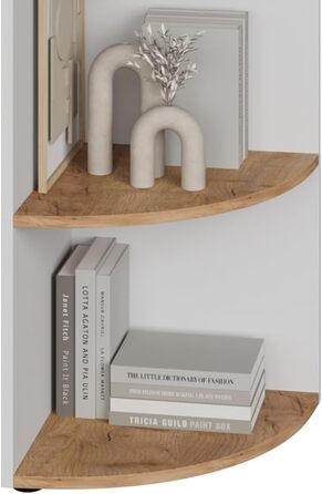 Vicco Corner Shelf Ecki, Bookshelf, White/Goldkraft Oak, 30 x 60 cm (White/Goldkraft Oak, 180x40 cm)