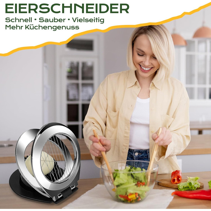 Ніж для яєць BIBURY з нержавіючої сталі 2-в-1, професійний слайсер для яєць, грибів, м'яких фруктів (безпечний для миття у посудомийній машині)