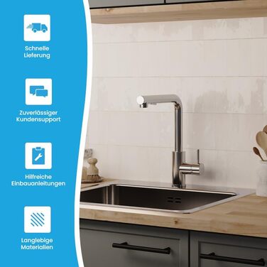 Кухонний змішувач Bächlein Varvaro – поворотний на 360° з висувним шлангом та душовим перемикачем (хром)