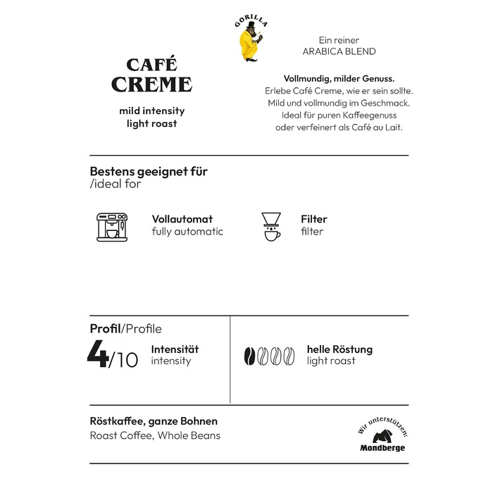 Кава в зернах Joerges Gorilla Café Creme, натуральна, 1 кг