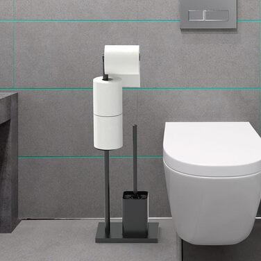 Тримач туалетного паперу з щіткою YUET з нержавіючої сталі, чорний | Набір для ванної кімнати