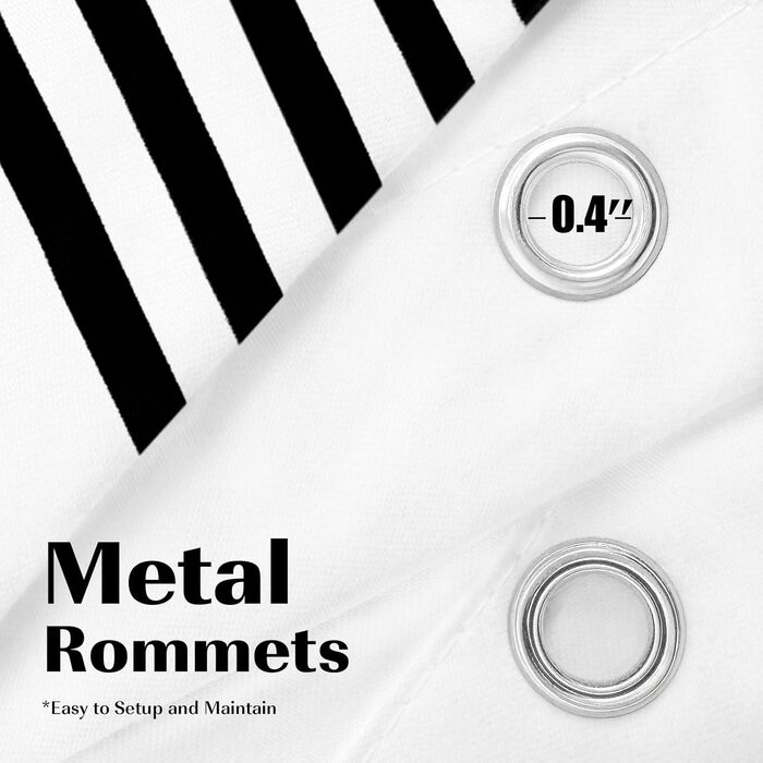 Шторка для душу Seasonwood, смугаста з бахромою, для ванної кімнати, важка, 183 x 183 см, чорно-біла