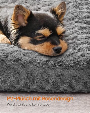 Ліжко для собак Feandrea, XL, для великих собак, м'яка подушка, плюш, 110 x 73 см, з м'яким наповнювачем, можна прати, неслизьке, сірий PGW293GN01 (M (80 x 50 x 10 см))