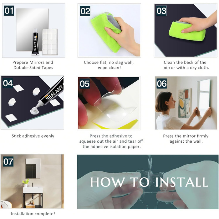 Круглий дзеркало на стіну без рами 40 см, HD скло, сучасний дизайн, самоклеючий, для ванної, вітальні, спальні, коридору