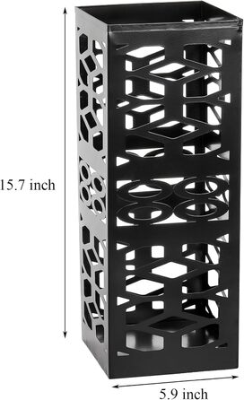 ZENFUN Metal Umbrella Stand - Freestanding Umbrella Holder for Entryway, Home, Office, Hotel - Black, 15x15x40 CM