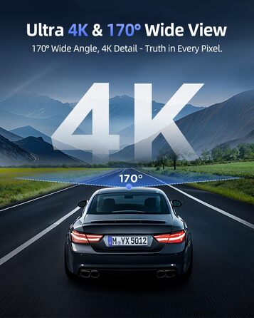 Відеореєстратор для авто 4K C200: 360° поворотний, 64GB карта, WiFi, нічна зйомка, паркування, G-сенсор, IPS дисплей