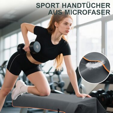 Набір спортивних рушників 2 шт. 120x50 см з кишенею на блискавці, мікрофібра, для фітнесу, тренувань, кемпінгу, подорожей (сірий-жовтий)