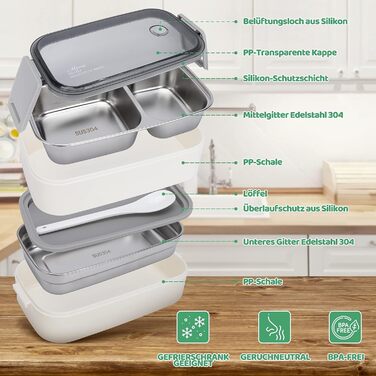 Преміум ланчбокс: сталевий контейнер для їжі дорослим та дітям з відділеннями. Ідеальний для школи, університету, офісу та подорожей.