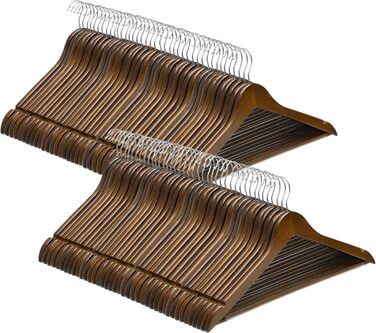 Плечики для одягу SONGMICS, 20 шт., з масиву дерева, з вирізами для плечей, неслизький тримач для штанів, обертовий гачок на 360°, для костюмів, сорочок, натуральний колір + срібловий