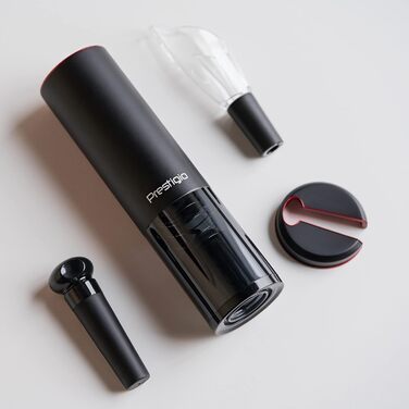 Premium Electric Corkscrew - with Charging Station - Integrated Foil Cutter - Packaged in a High-Quality Gift Box - Black/Silver (Lugano - Matte Black)