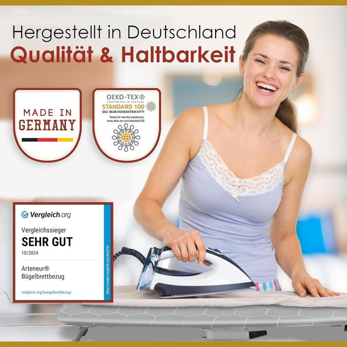 Чохол для прасувальної дошки arteneur® - Німеччина | 120x40 см | Терморефлексний | З гумкою | OEKOTEX100 | 5 розмірів | З підкладкою | Для парогенератора та праски