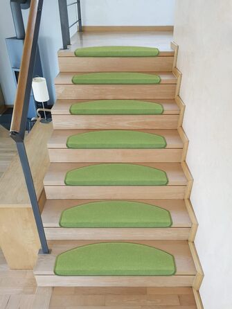 Kettelservice-Metzker® Step Mats Vorwerk Uni Single and Value Set Olive Green 14 Pieces Half-Round Olive Green 14 Pieces