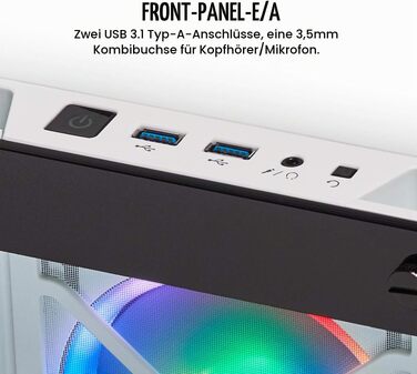 Корпус для ПК Corsair iCUE 465X RGB Mid-Tower ATX, білий (загартоване скло, 3 вентилятори LL120 RGB, Smart Glass)