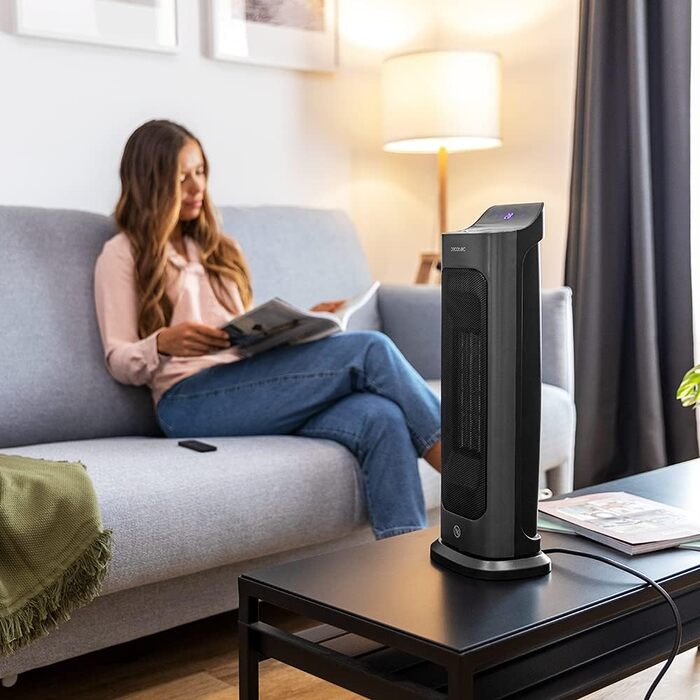 Керамічний обігрівач Cecotec ReadyWarm 6250 Sky Style. 2000 Вт, 3 режими, термостат, осциляція 90°, захист від перекидання та перегріву, для площі до 25 м², з пультом ДУ та сенсорним екраном