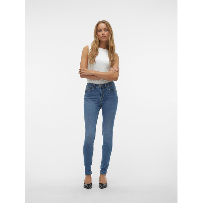 Джинси жіночі VERO MODA Skinny Fit Vmflash Mid Rise, середній блакитний денім, розмір 34L