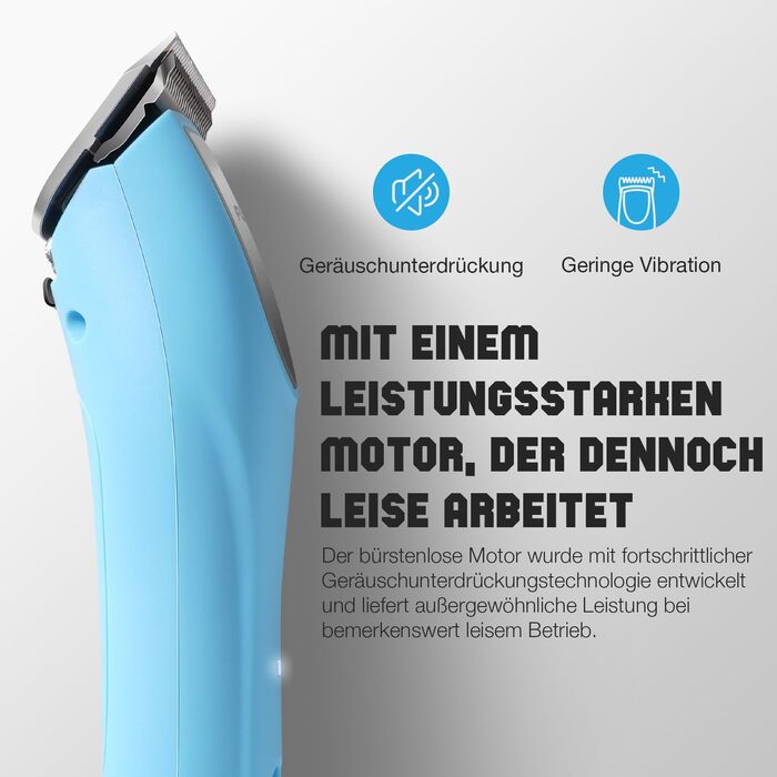 Професійна машинка для стрижки собак, 2 швидкості, ергономічний дизайн, для собак та котів, стрижка густого, довгого та кучерявого хутра, світло-блакитна