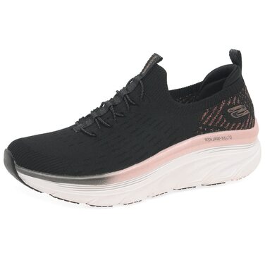 Кросівки Skechers D'lux Walker Let It Glow жіночі, чорні з рожево-золотою окантовкою, 39 EU