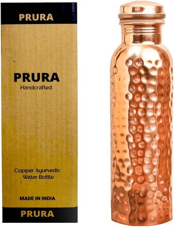 Ayurvedic copper water bottle, leak-proof, pure copper vessel 900ml/30oz, design 9