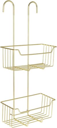 WENKO Thermostat Shower Caddy Model Milo, 2 Tiers, Shower Shelf for Hanging on the Faucet, Stainless Steel (Rustproof) Shelf, 25 x 55 x 14 cm, Gold