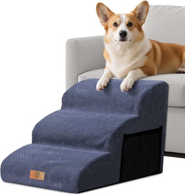 Сходинки для собак Masthome: 3 сходинки, блакитні, для маленьких собак та котів, 40 см, знімний чохол