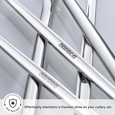 Karaca Orion Platinum 30-Piece Cutlery Set for 6 People, Stainless Steel, 6 Dinner Knives, 6 Soup Spoons, 6 Dinner Forks, 6 Dessert Forks, 6 Teaspoons, Modern Design