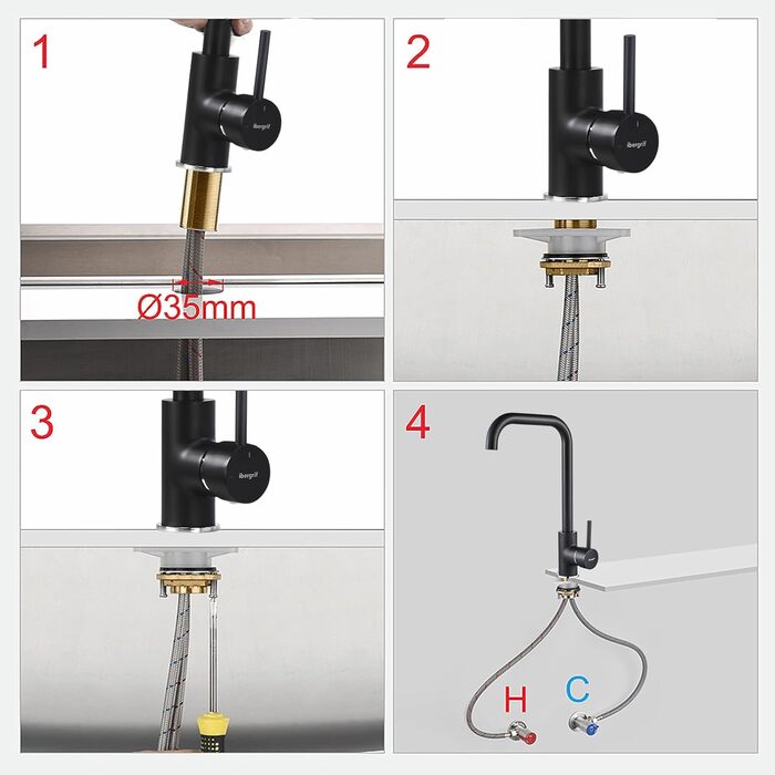 Кухонний змішувач IBERGRIF M22105A, одноlever, матовий чорний, для кухні