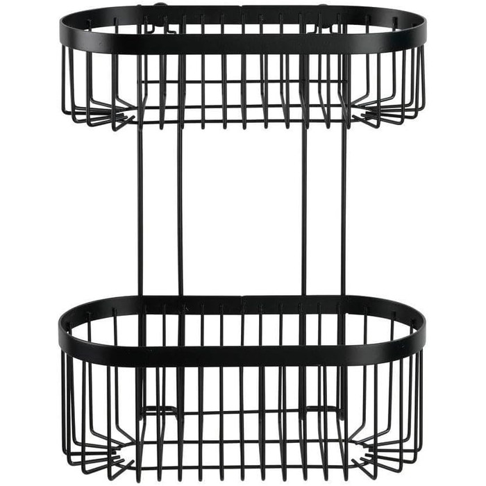 Настінна полиця WENKO Classic Plus Black, 2-ярусна, з антикорозійним покриттям, для ванної, 26,5x33x14,5 см, чорна