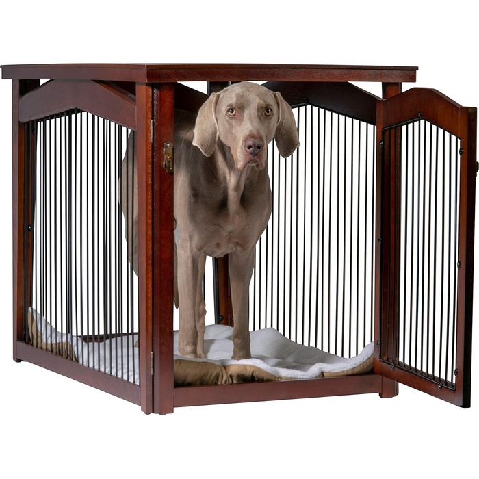 Дерев'яний вольєр для собак Dobar® розмір M з функцією столу - вольєр-будка для собак, 83 x 55 x 59 см, білий (коричневий, L 101 x B 71 x H 80 см)