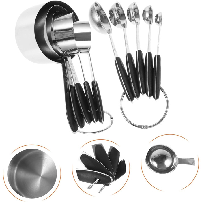 Cabilock 2-Piece Stainless Steel Measuring Spoons Collapsible Measuring Cups Gadgets Adjustable Batter Measuring Spoon Dispenser Dessert Cups with Lid Pantry Silica Gel