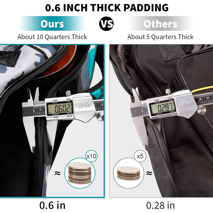 Чохол для гітари повного розміру 99 см (40 дюймів) - для акустичної та концертної гітари, Gigbag, 15 мм, водонепроникний, з двома кишенями, регульований плечовий ремінь, захист грифа