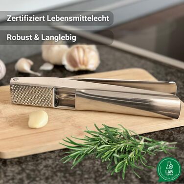 Прес для часнику з нержавіючої сталі - миється в посудомийній машині, стійкий до іржі - міцний та ергономічний, для легкого подрібнення - ідеальний для свіжого часнику