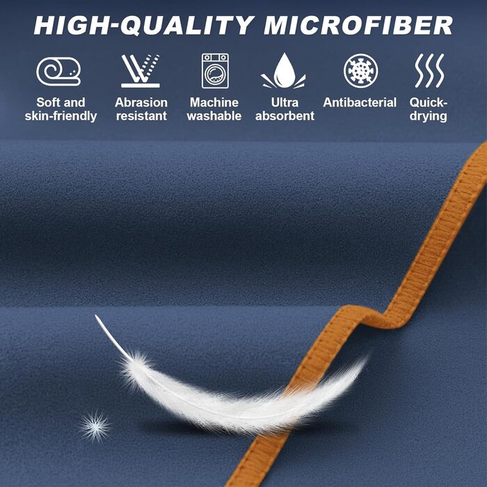 Набір рушників з мікрофібри: великий (180x80 см), спортивний (100x50 см), пляжний (80x40 см). Кольори: темно-сірий + зелений, темно-синій + помаранчевий