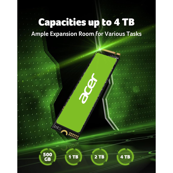 SSD Acer FA200 1TB PCIe 4.0 NVMe - Швидкий накопичувач для ПК, ноутбука, PS5 (Gen4)