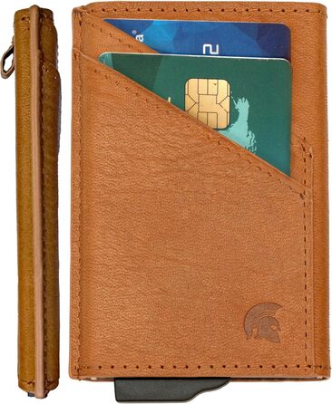 Чоловічий металевий картхолдер POWR Wallet з відділенням для монет. Мінімалістичний картхолдер для чоловіків (колір: коричневий)