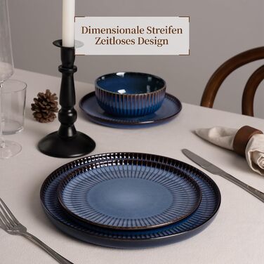 Набір посуду Starlight, 18 предметів: тарілки для 6 осіб, рельєфний, мікрохвильова піч та посудомийна машина, анти-подряпини, реактивна глазур, матовий бежево-білий