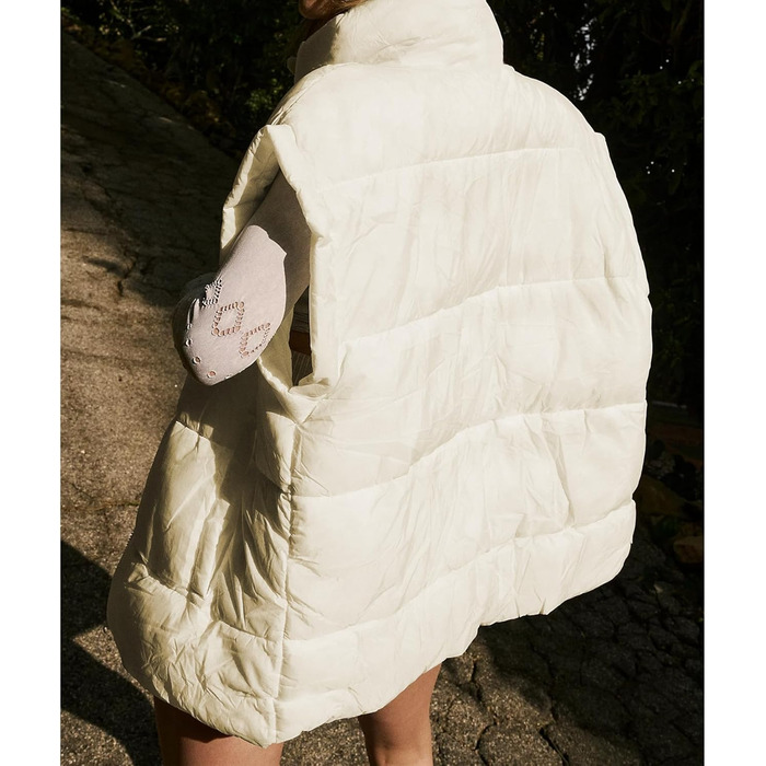 Жіноча пухова жилетка Ainangua з коміром-стійкою, блискавкою, без рукавів, тепла зимова жилетка, легка куртка, бежева XS