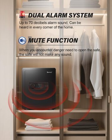 Сейф Kavey Safe Tresor 50L з цифровим замком, подвійним сигналом тривоги та LED-підсвіткою