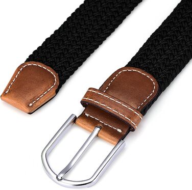 Плетіний еластичний ремінь DonDon для жінок та чоловіків, чорний, 100-120 см