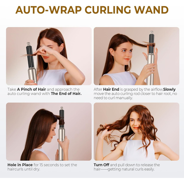 UKLISS 6-в-1 Airstyler: Фен-щітка, локони, укладка, іонізація 60 000 U/min, золотий