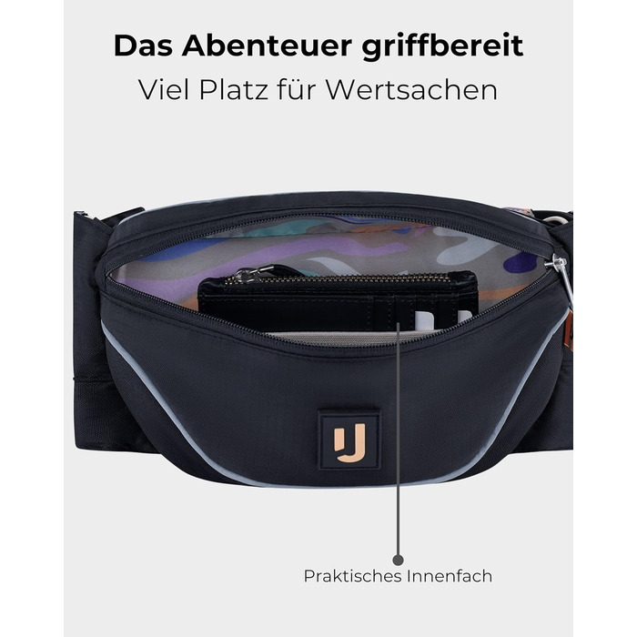 Чоловіча та жіноча поясна сумка Johnny Urban Jimmy 2в1 - рюкзак, складаний, для фестивалів, мультифункціональна, водовідштовхувальна (Чорний)