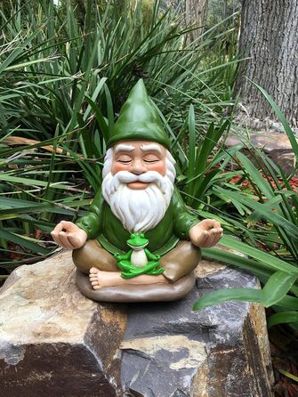 GlitZGlam Zen-Zwerg – Peace and Tranquility for Your Fairy Garden and Garden Gnomes 9 Inch Tall Miniature Figurine