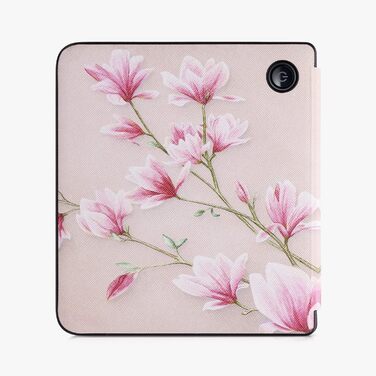 Чохол-книжка kwmobile для Kobo Libra 2 - Чохол для eReader, Магнолії Рожево-Білий, Пастельний Рожевий