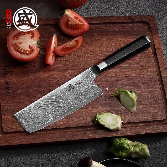 Японський кухонний ніж Mitsumoto Sakari Nakiri, порошкова сталь VG-Pro, чорна ручка, 16 см