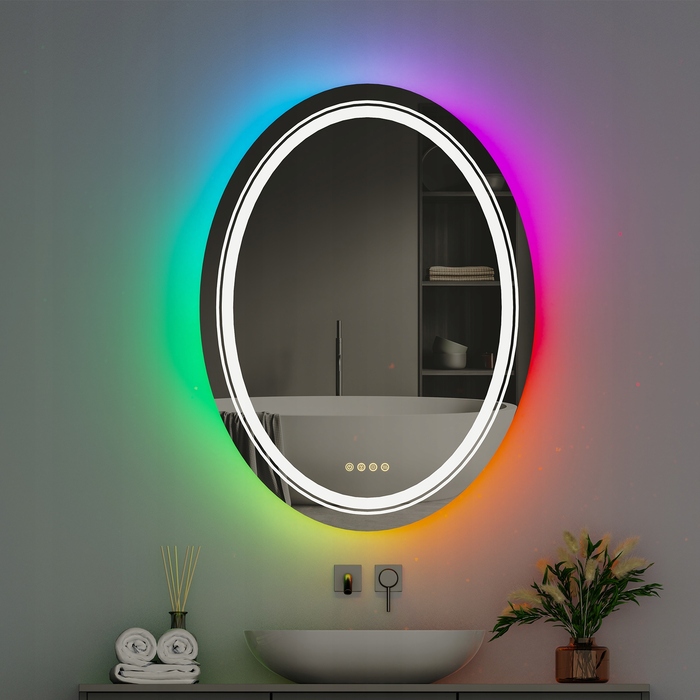 LED-дзеркало у ванну кімнату з RGB-підсвіткою, 60x80 см
