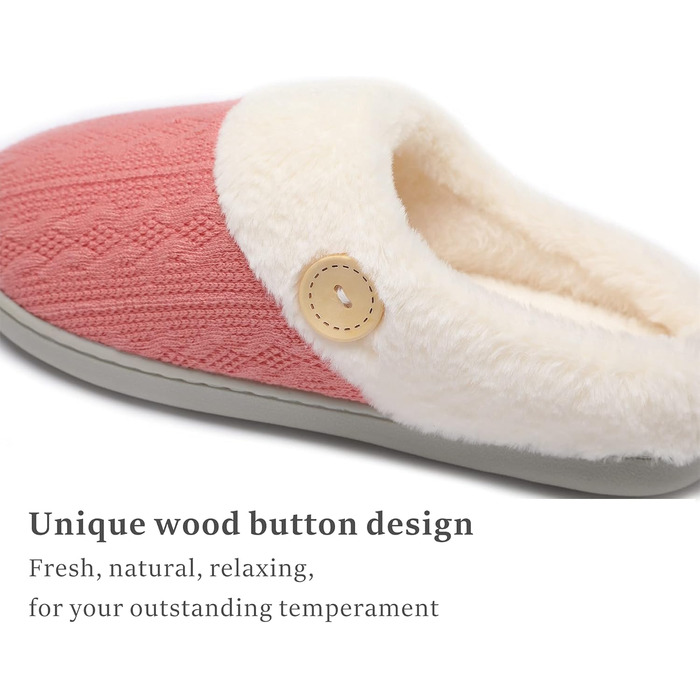 Жіночі халапи Чантомoo з меморі-піною, плюшеві, теплі халапи для дому, Slip-On, антиковзка підошва, 38/39 EU, темно-рожевий