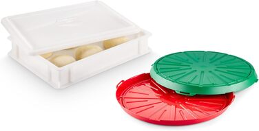3x Pizza Ball Box with Flavor + 1 Lid, 40x30x7 cm | Proofing Box, Dough Tray for Pizza Dough. Dough Box for 6 Pizza Balls, Pizza Dough Container (1x Gusto (+Lid) + Avanti)