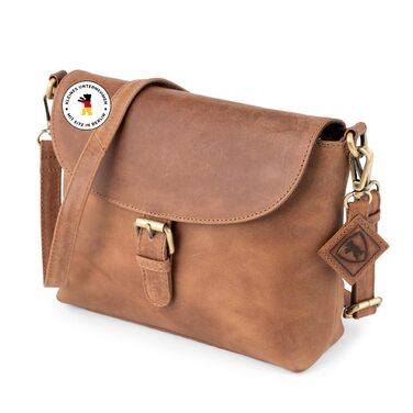 Сумка через плече Berliner Bags Catalina вінтажна шкіряна, Camel - жіноча кросбоді сумка середнього розміру з магнітним закриттям