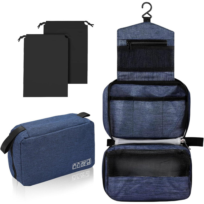 Чоловіча/жіноча косметичка для подорожей з гачком, велика, блакитна (#4)