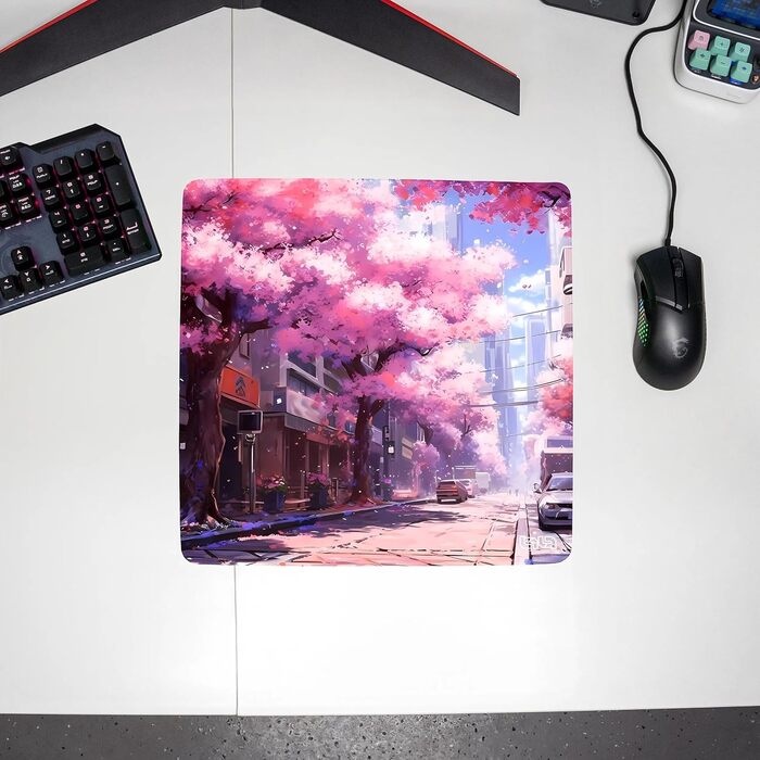 Tilt Premium килимок для миші XXL 1000x500x4 мм | Ігровий килимок для миші | Нековзна підкладка на стіл | Водостійкий мат для столу (30 x 30 см, Sakura City)